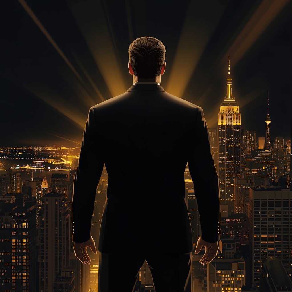Homem de poder olhando a cidade